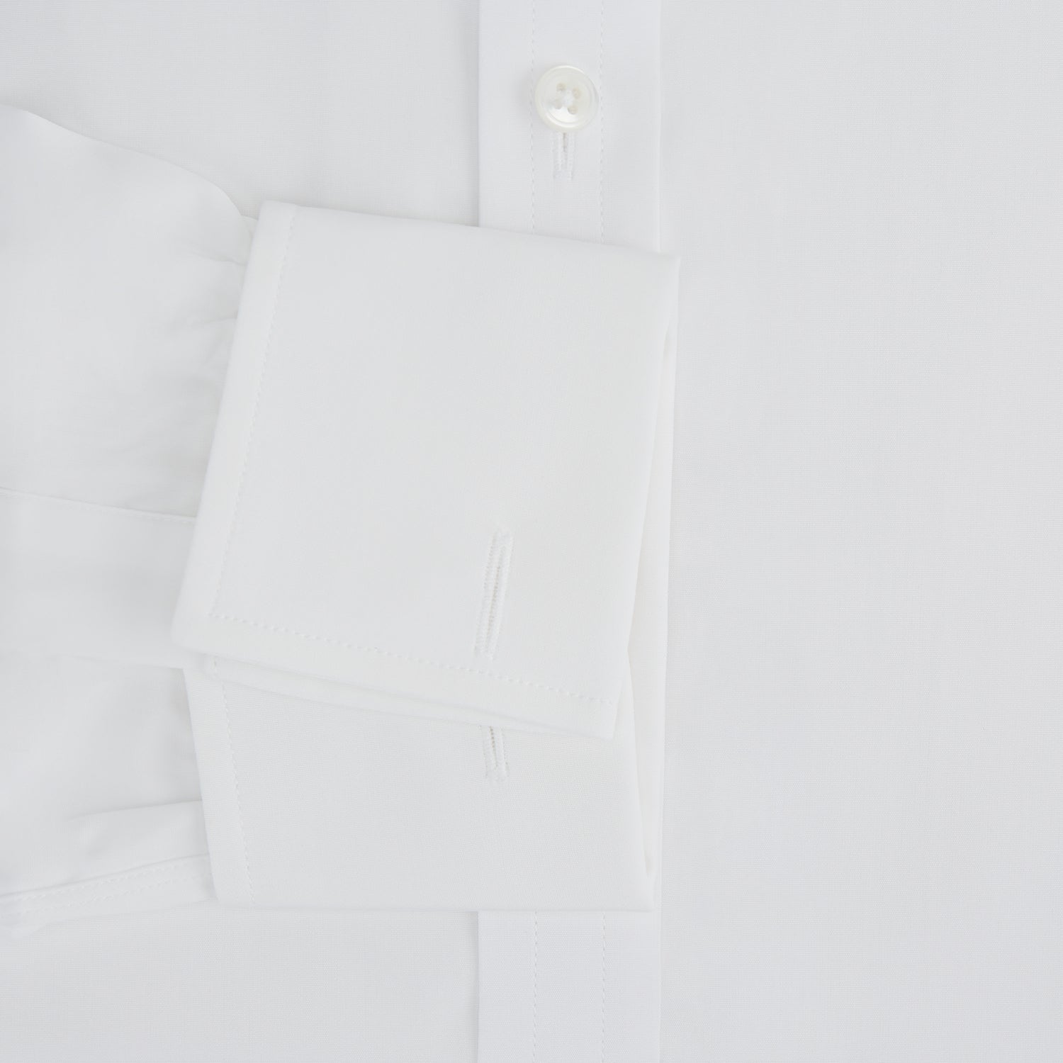 View 4 of product Plain White Cotton Shirt with T&A Collar and Double Cuffs