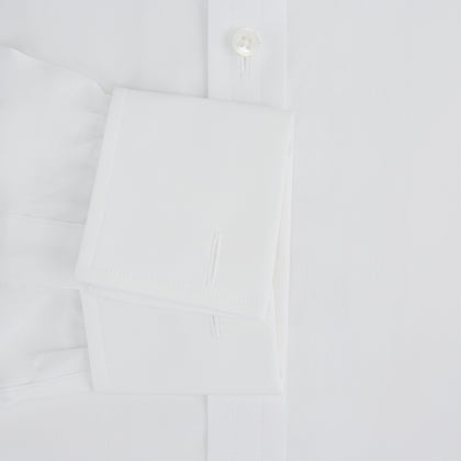 Plain White Cotton Shirt with T&A Collar and Double Cuffs Image 3