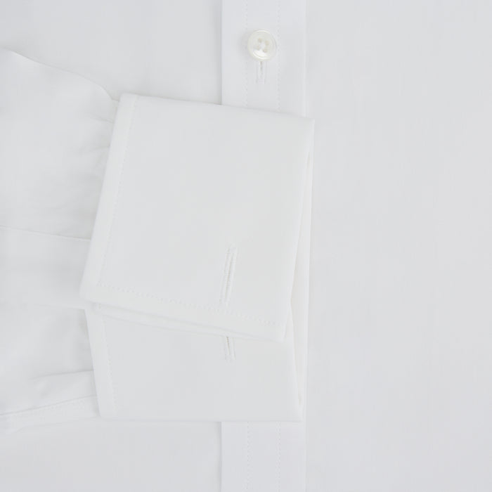 Plain White Cotton Shirt with T&A Collar and Double Cuffs Image 3