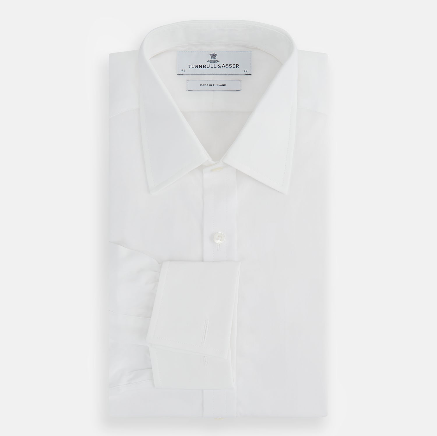 View 5 of product Plain White Cotton Shirt with T&A Collar and Double Cuffs