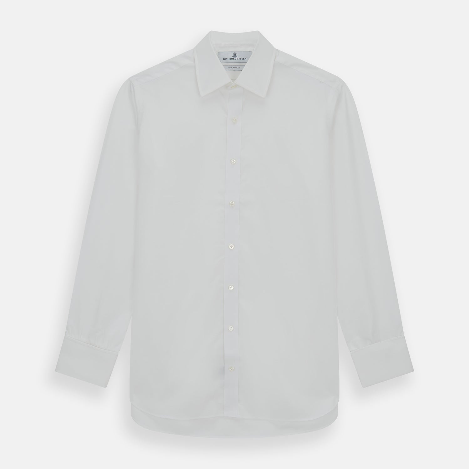 Plain White Cotton Shirt with T&A Collar and Double Cuffs – Turnbull ...