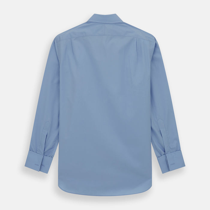 Blue Cotton Shirt with T&A Collar and Double Cuffs Image 4