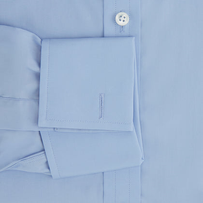 Blue Cotton Shirt with T&A Collar and Double Cuffs Image 2