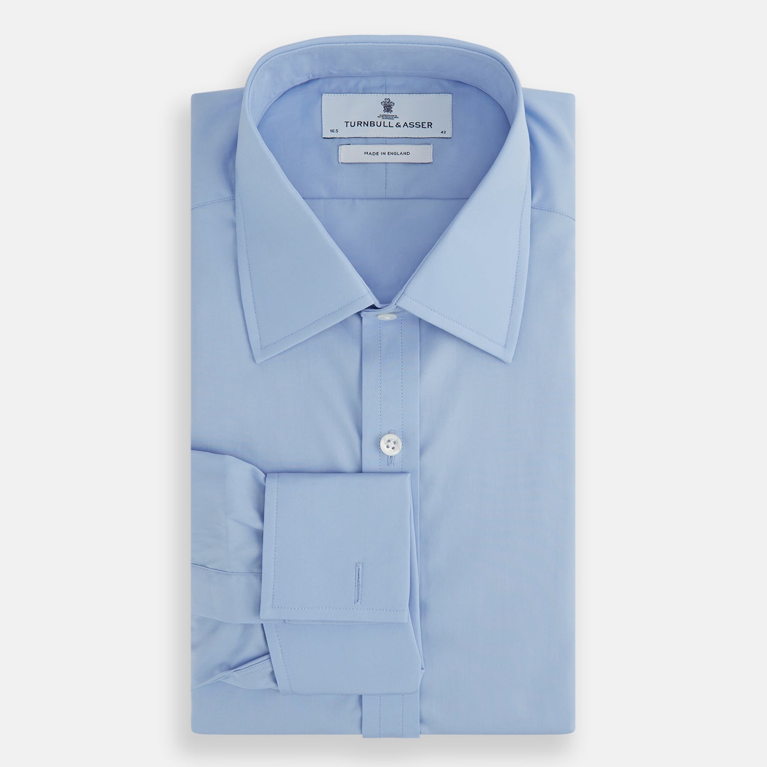 View 4 of product Blue Cotton Shirt with T&A Collar and Double Cuffs