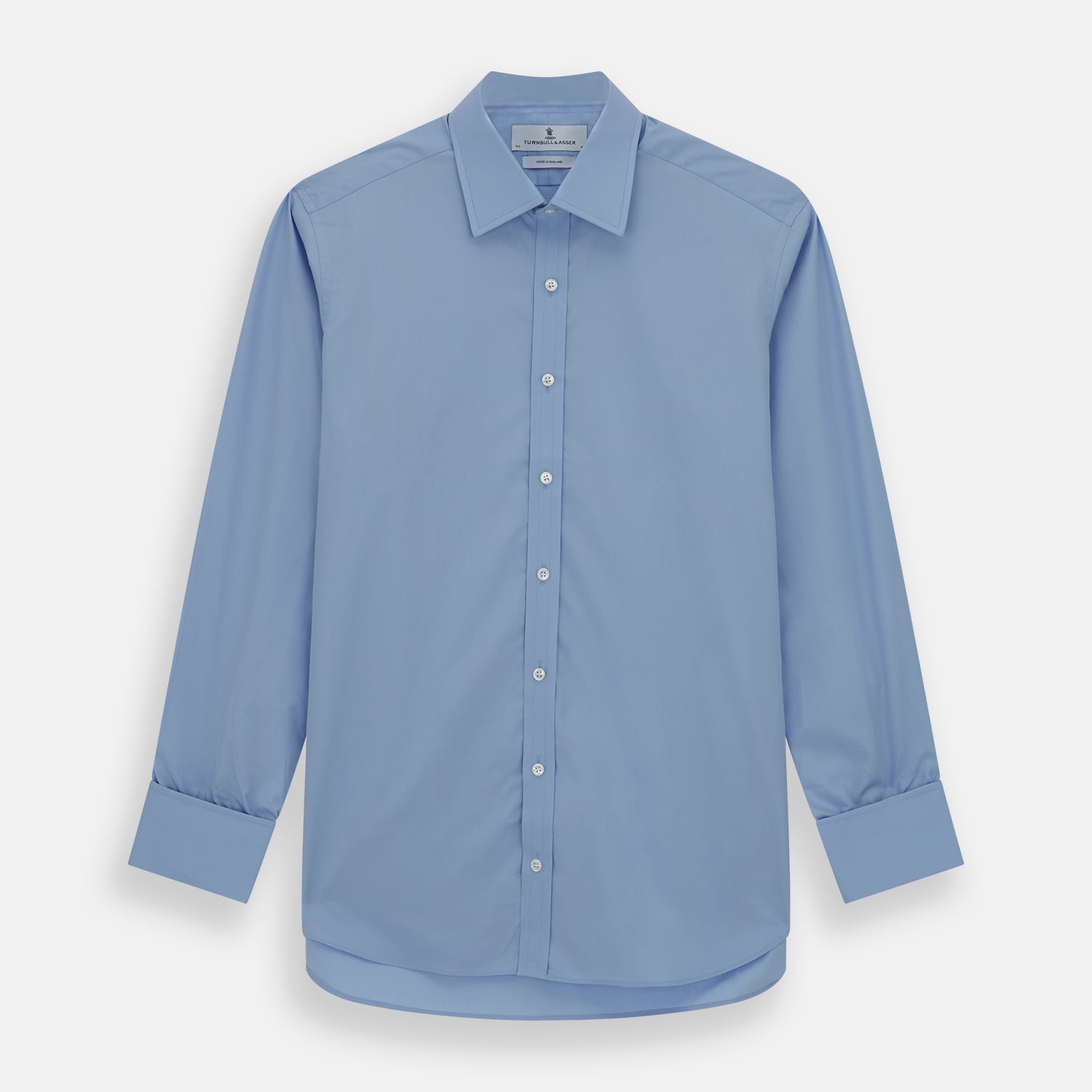 View 1 of product Blue Cotton Shirt with T&A Collar and Double Cuffs