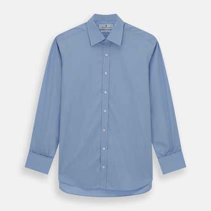 Blue Cotton Shirt with T&A Collar and Double Cuffs
