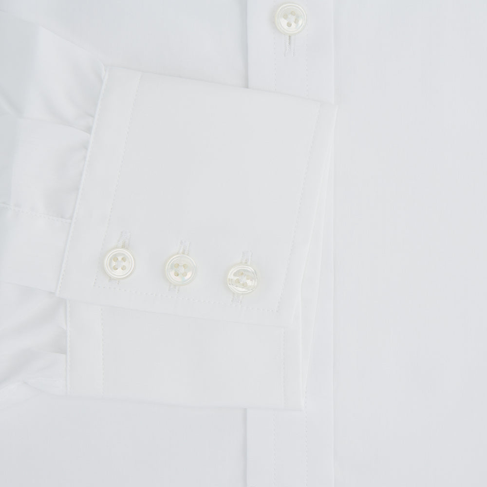 Plain White Cotton Shirt with T&amp;A Collar and 3-Button Cuffs&nbsp;