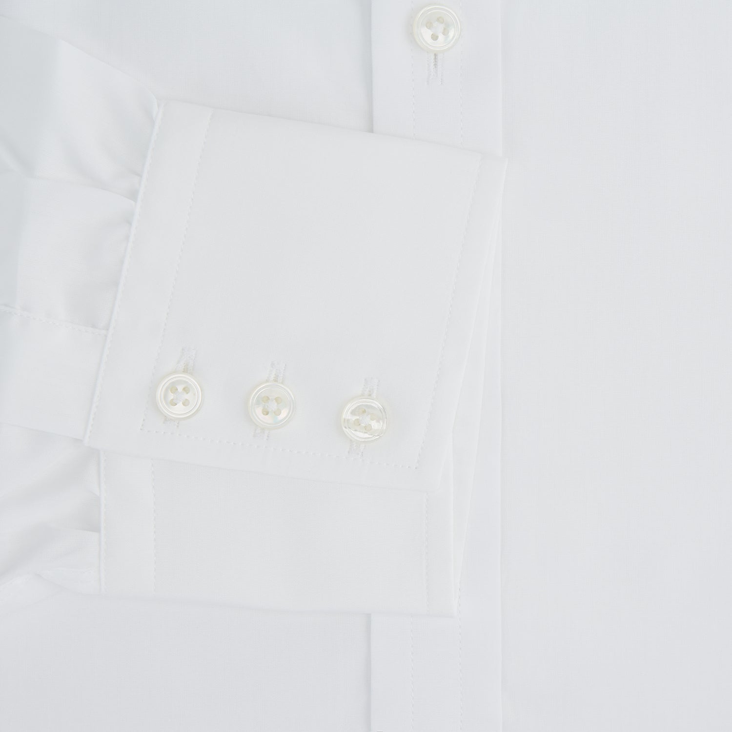 View 4 of product Plain White Cotton Shirt with T&amp;A Collar and 3-Button Cuffs&nbsp;