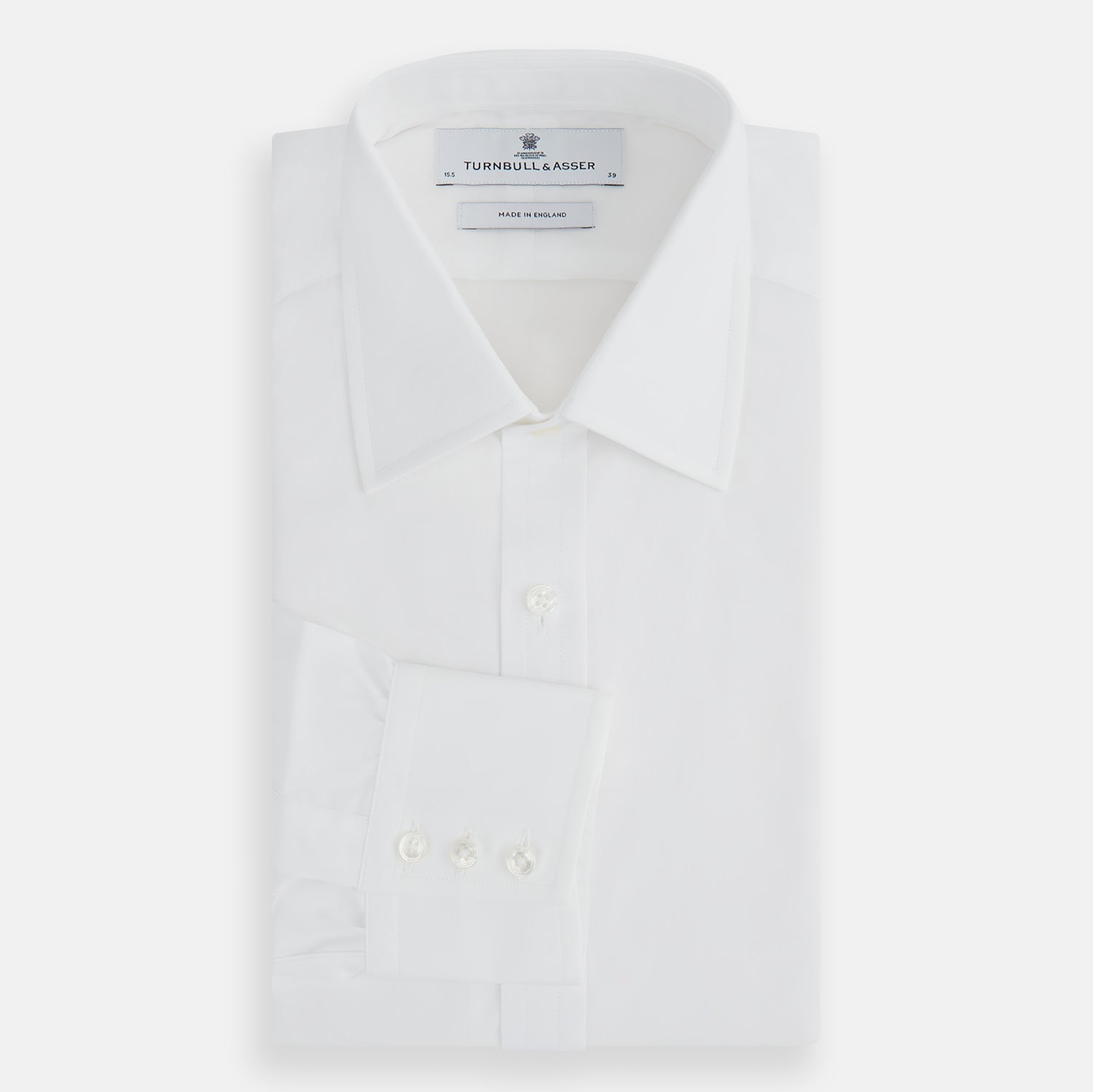 Plain White Cotton Shirt with T&amp;A Collar and 3-Button Cuffs