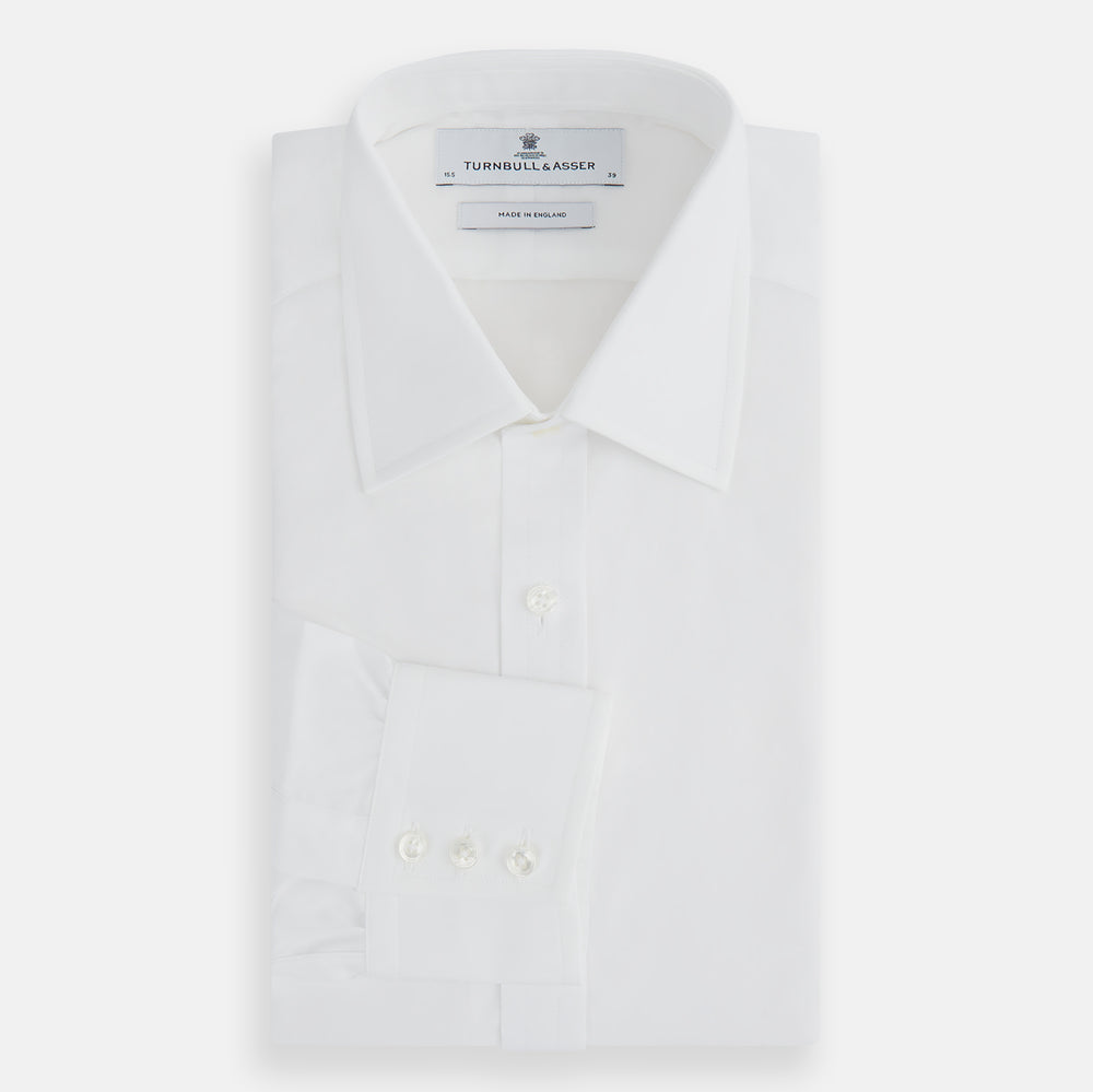 Plain White Cotton Shirt with T&amp;A Collar and 3-Button Cuffs&nbsp;