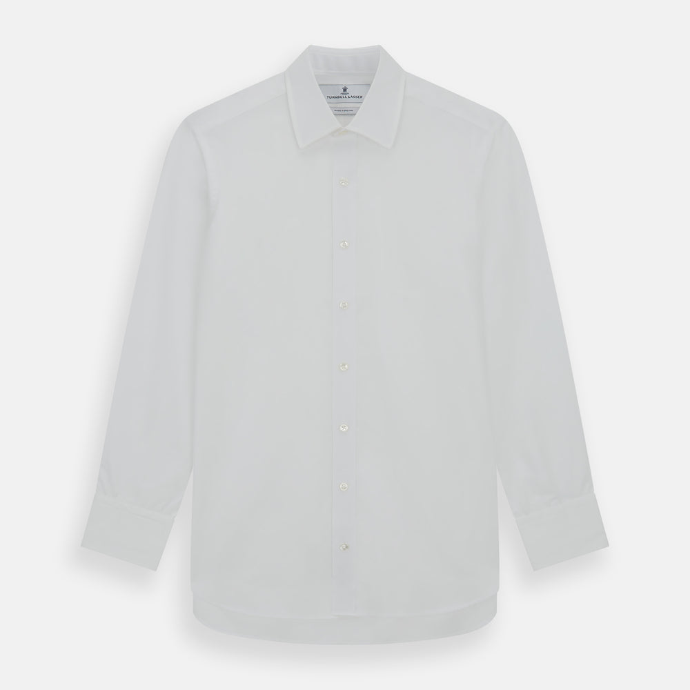Plain White Cotton Shirt with T&amp;A Collar and 3-Button Cuffs&nbsp;