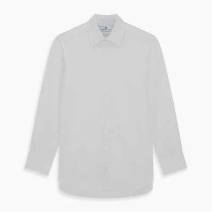 Plain White Cotton Shirt with T&amp;A Collar and 3-Button Cuffs Image 5