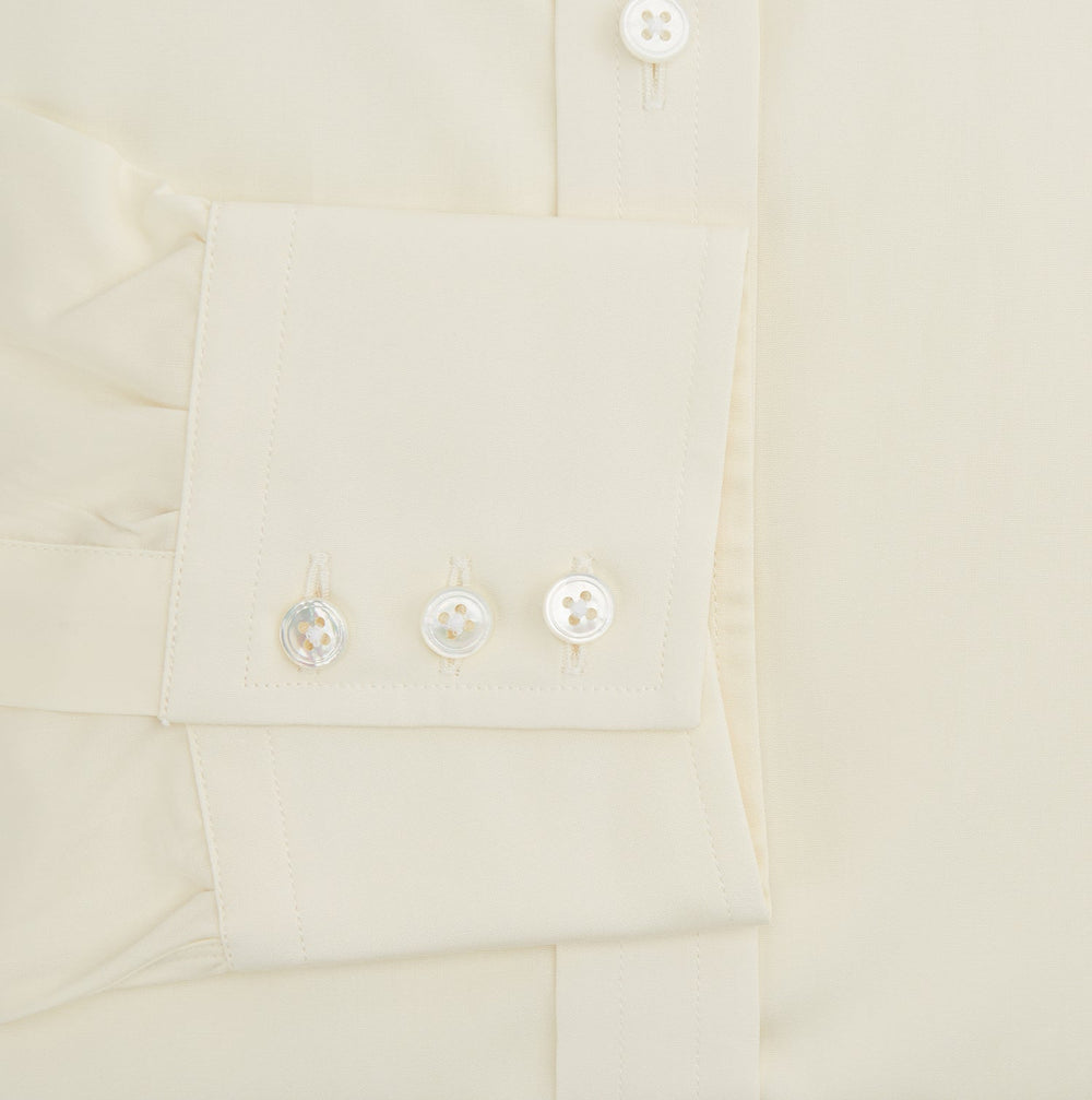 Cream Cotton Shirt with T&A Collar and 3-Button Cuffs