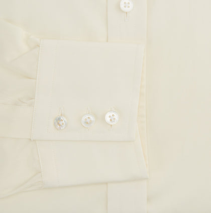 Cream Cotton Shirt with T&A Collar and 3-Button Cuffs Image 3