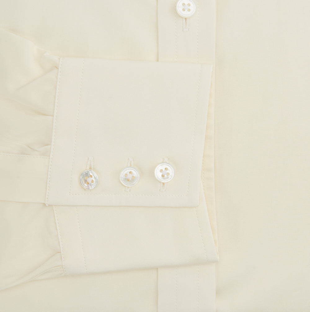 Cream Cotton Shirt with T&A Collar and 3-Button Cuffs