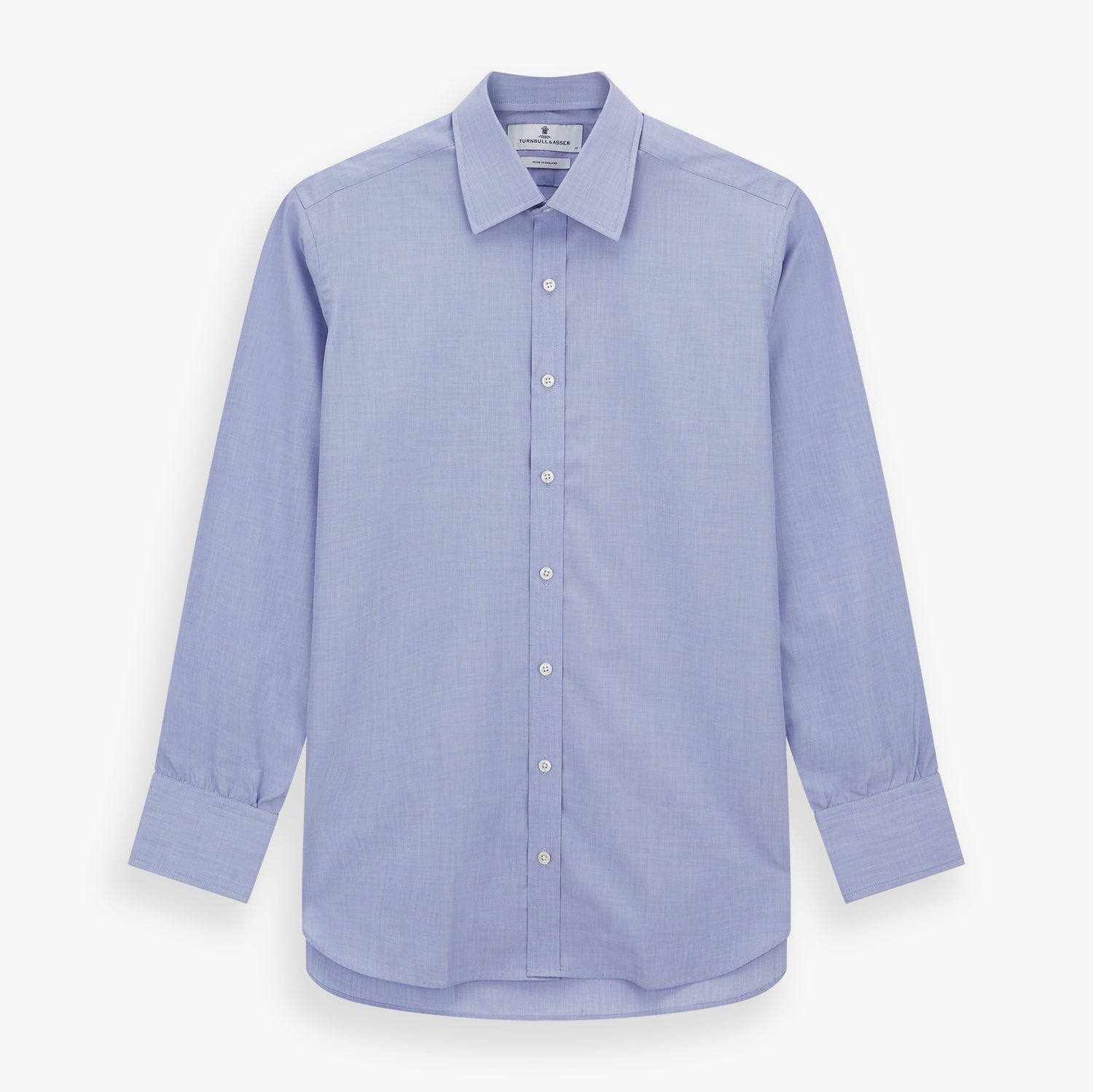 View 1 of product Blue End-on-End Cotton Shirt with T&A Collar and 3-Button Cuffs