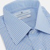 Light Blue Gingham Check Shirt with T&A Collar and 3-Button Cuffs