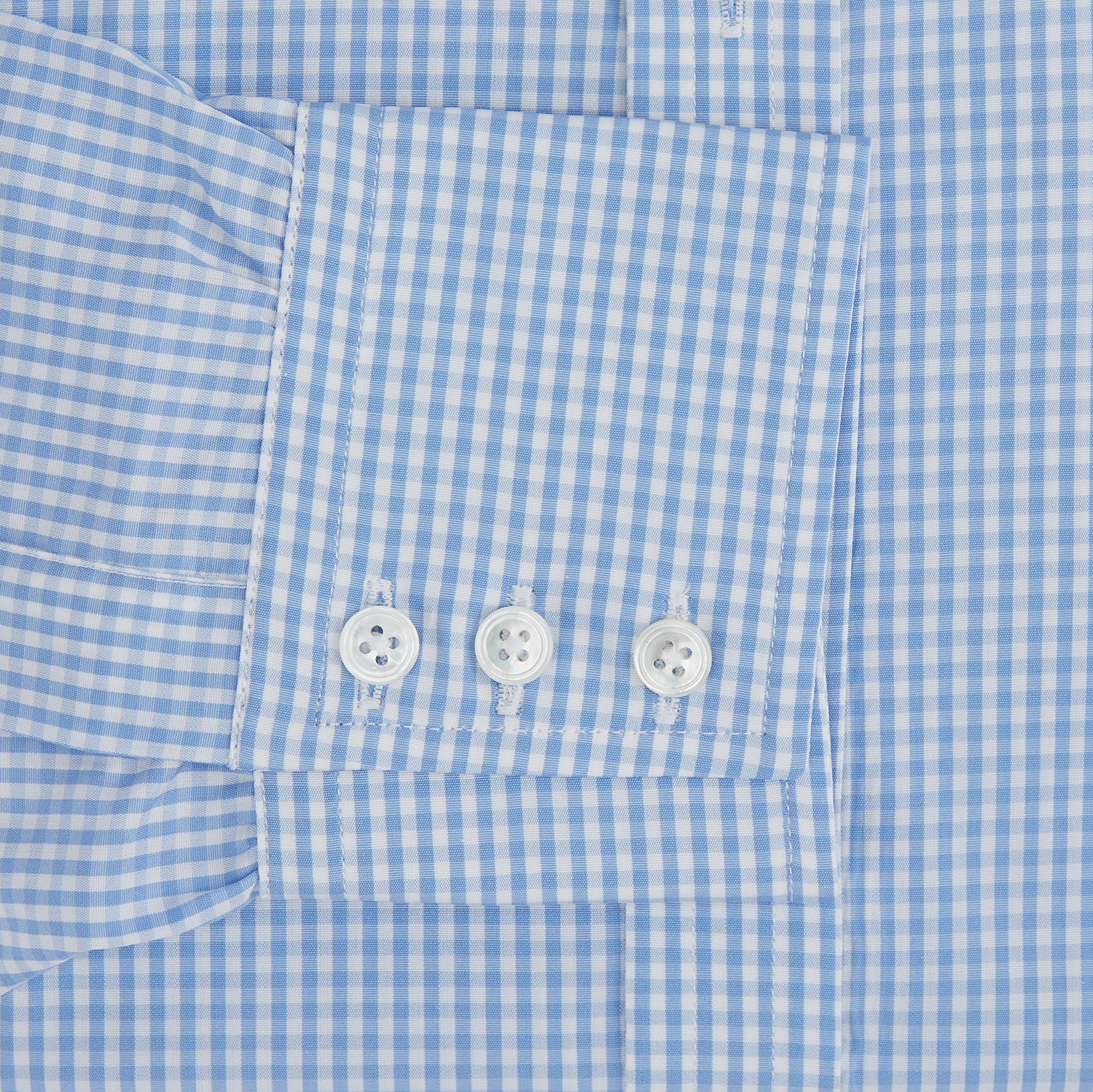 Light Blue Gingham Check Shirt with T&A Collar and 3-Button Cuffs