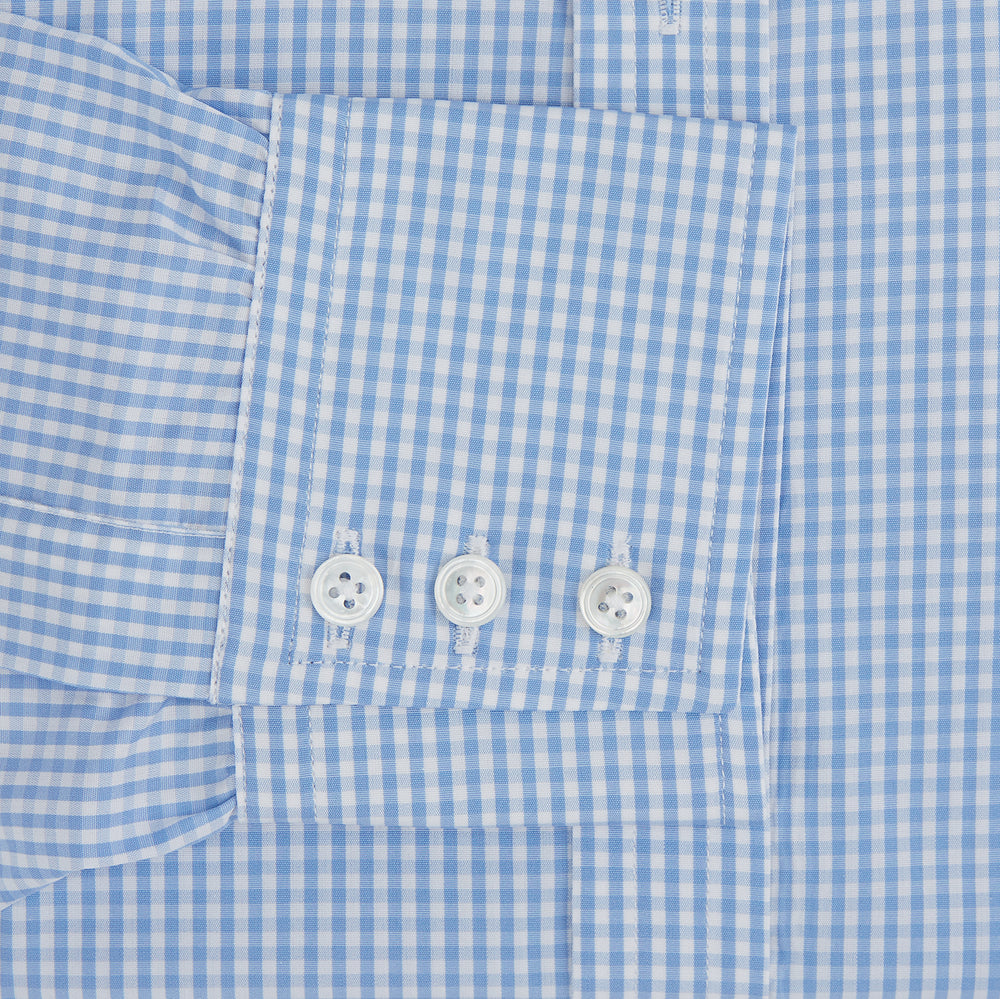 Light Blue Gingham Check Shirt with T&A Collar and 3-Button Cuffs Turnbull & Asser US Light Blue Gingham Check Shirt with T&A Collar and 3-Button Cuffs Turnbull & Asser US