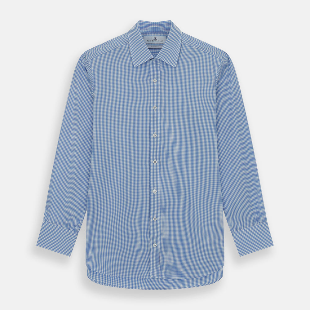 Light Blue Gingham Check Shirt with T&A Collar and 3-Button Cuffs Light Blue Gingham Check Shirt with T&A Collar and 3-Button Cuffs
