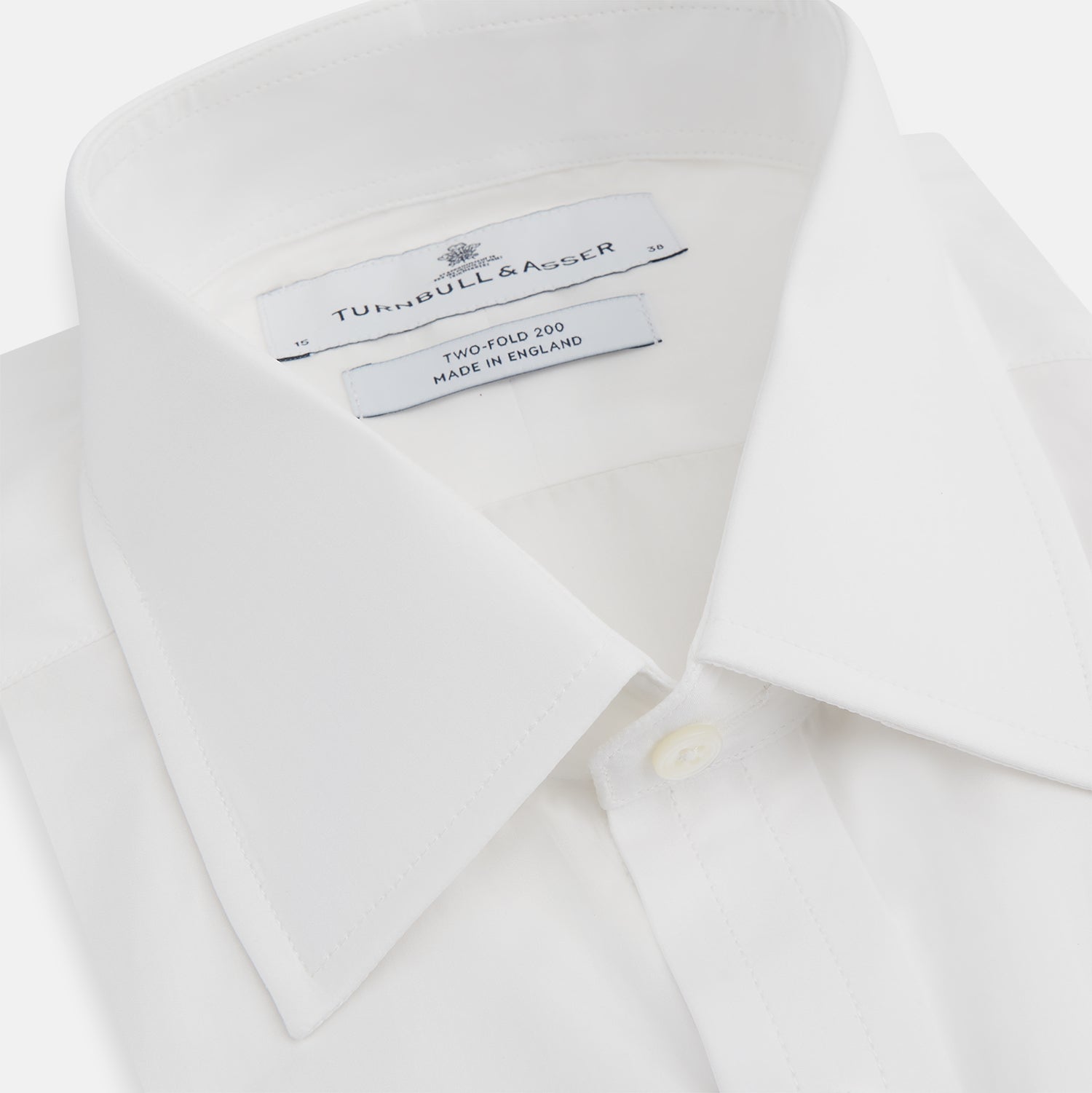 View 2 of product Two-Fold 200 White Cotton Shirt with T&amp;A Collar and 3-Button Cuffs