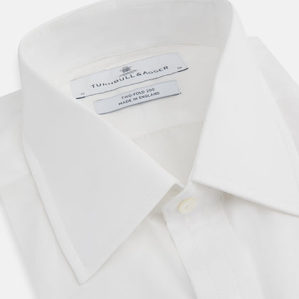 Two-Fold 200 White Cotton Shirt with T&A Collar and 3-Button Cuffs