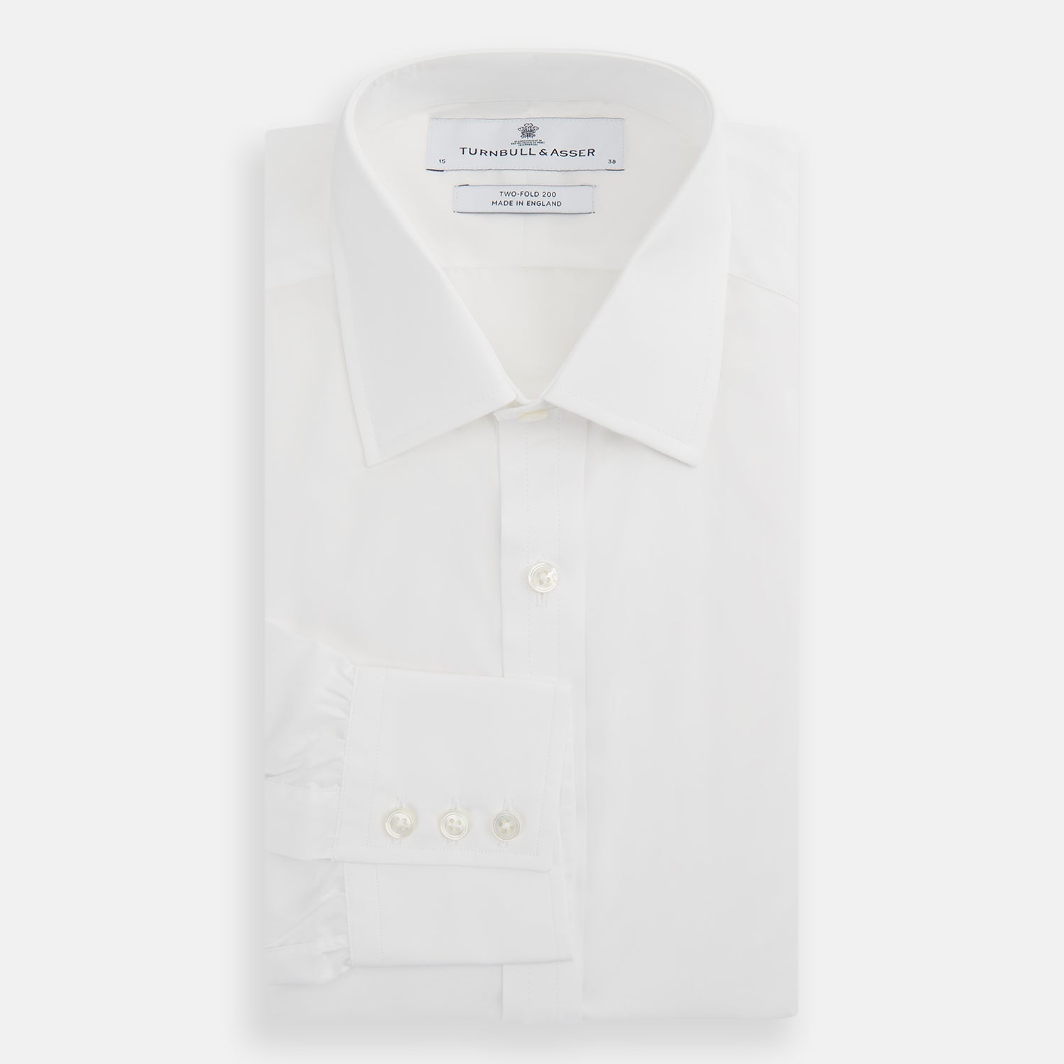 View 4 of product Two-Fold 200 White Cotton Shirt with T&amp;A Collar and 3-Button Cuffs