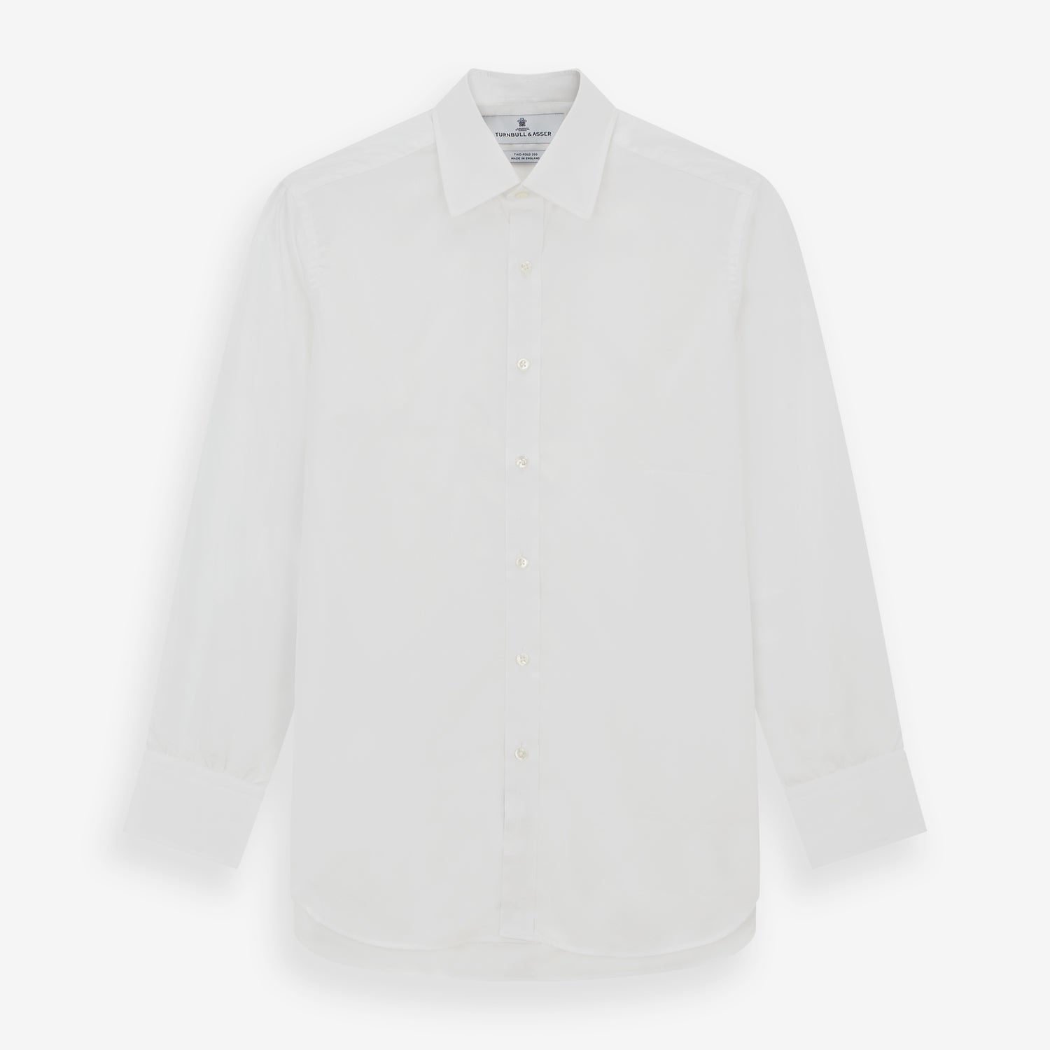 Two-Fold 200 White Cotton dress shirt with T&A Collar and 3-Button ...
