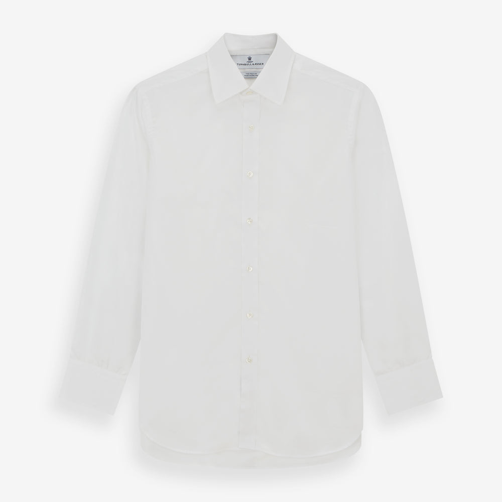 Two-Fold 200 White Cotton dress shirt with T&A Collar and 3-Button Cuffs