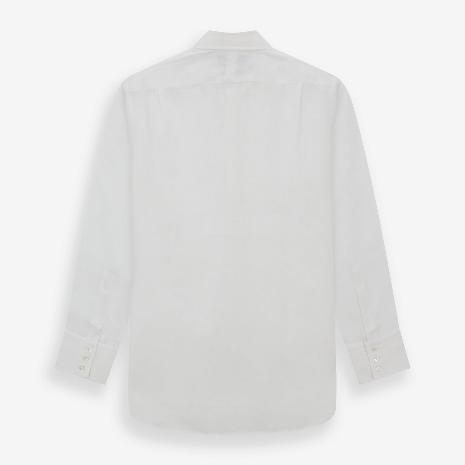 White Linen Shirt with T&A Collar and 3-Button Cuffs