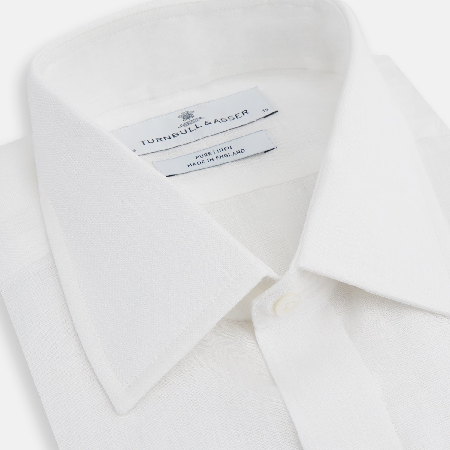 White Linen Shirt with T&A Collar and 3-Button Cuffs