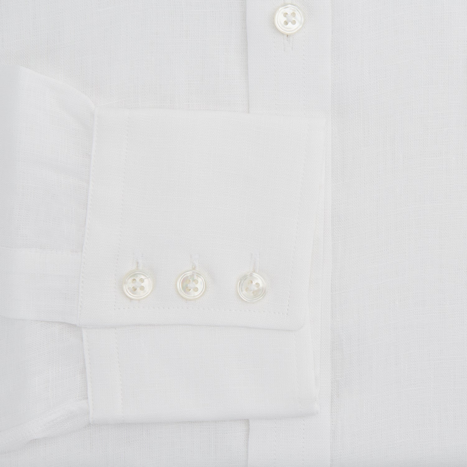 View 3 of product White Linen Shirt with T&A Collar and 3-Button Cuffs