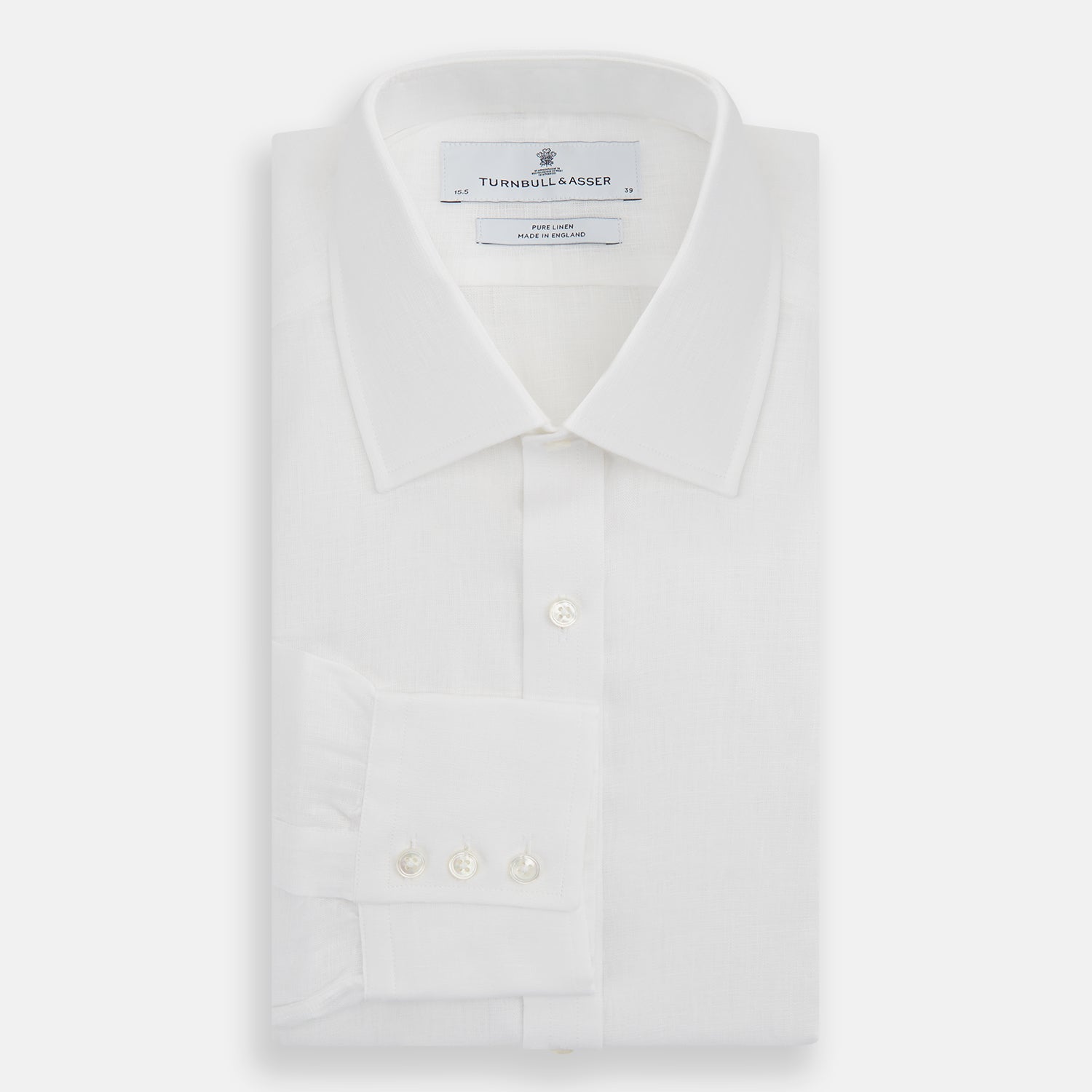 View 4 of product White Linen Shirt with T&A Collar and 3-Button Cuffs