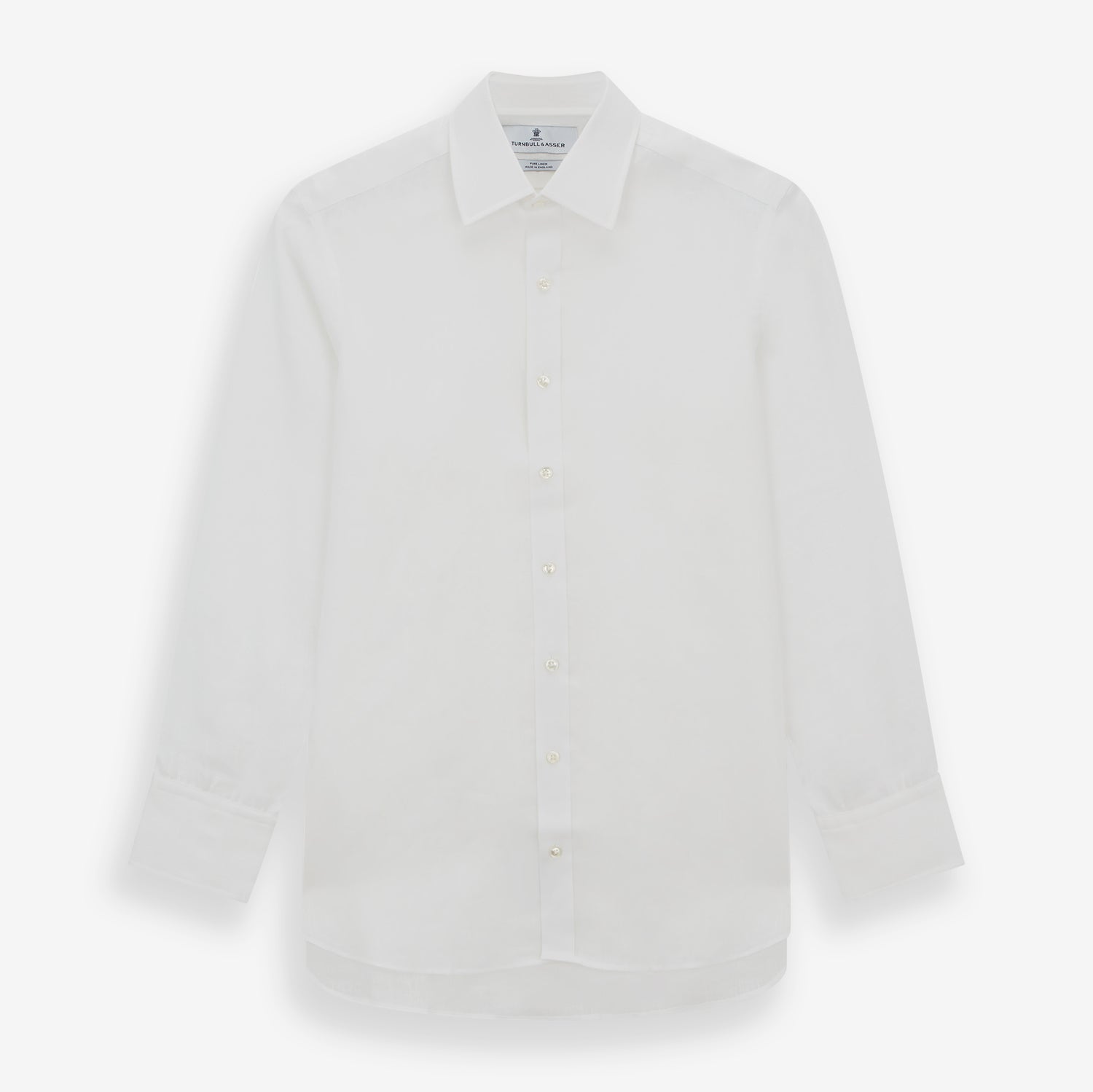 View 1 of product White Linen Shirt with T&A Collar and 3-Button Cuffs