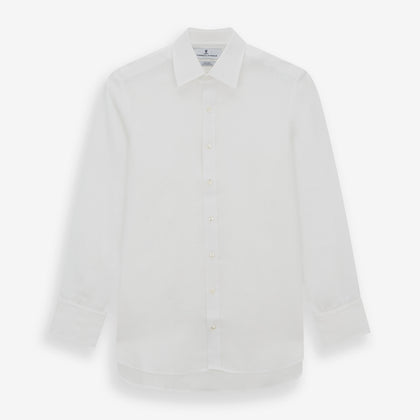 White Linen Shirt with T&A Collar and 3-Button Cuffs