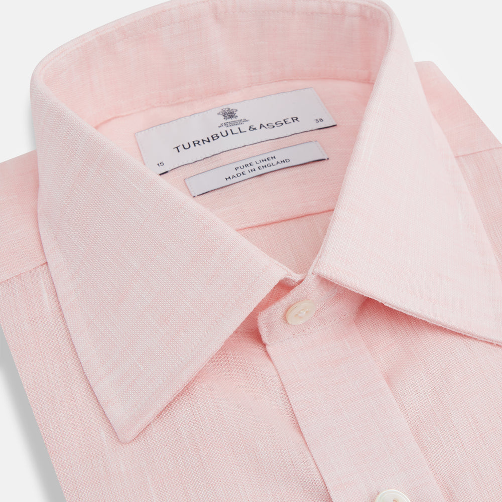 Pink Linen Shirt with T&A Collar and 3-Button Cuffs