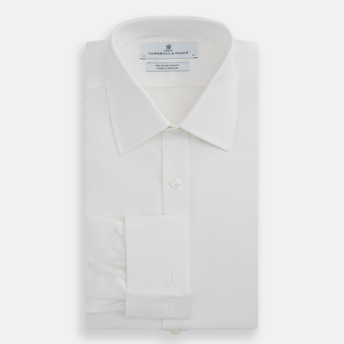 White Sea Island Quality Cotton Shirt with T&A Collar and Double Cuffs Image 4