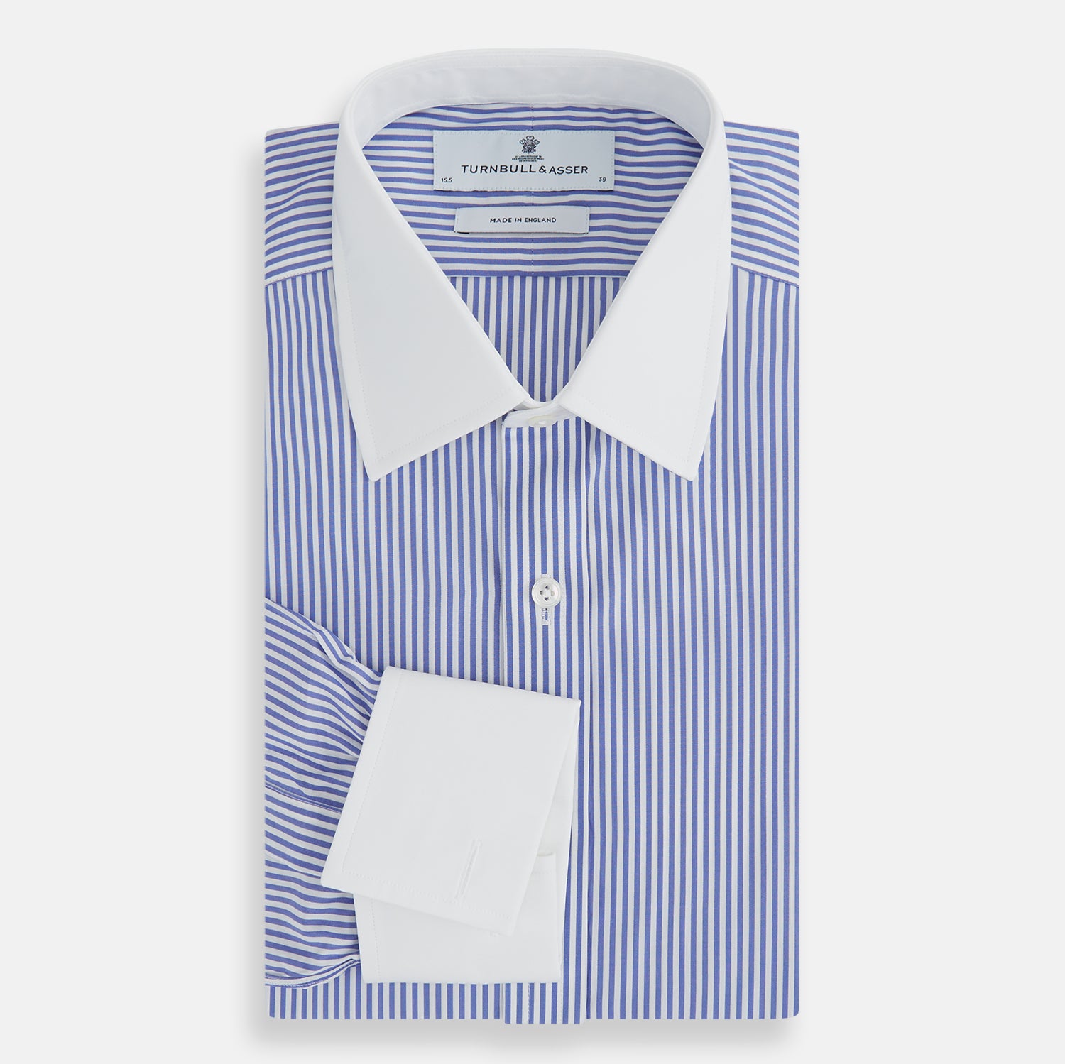 Mid-Blue Gingham Check Shirt with T&A Collar and 3-Button Cuffs