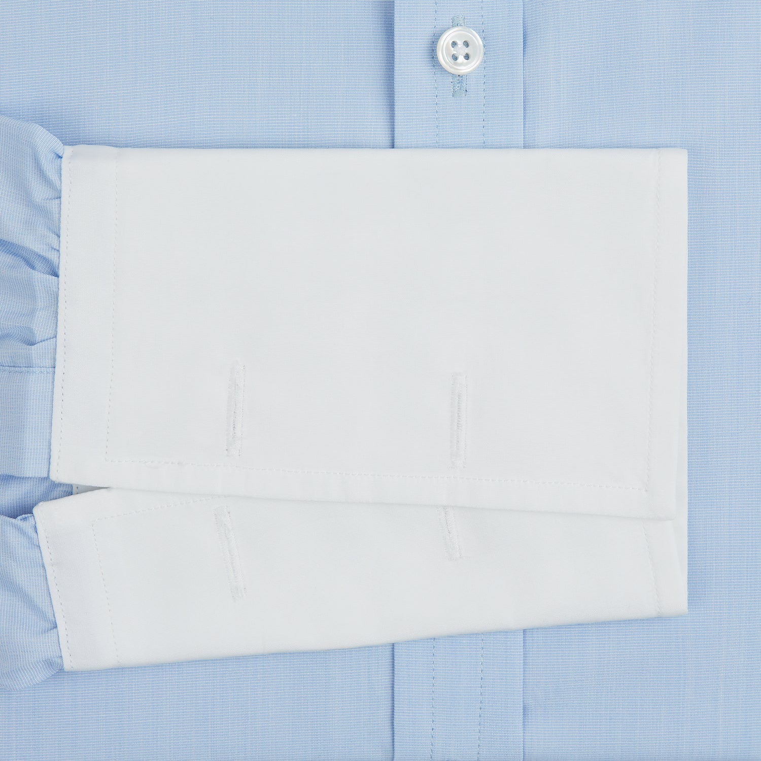 Light Blue End-on-End Shirt with Contrast T&A Collar and Double Cuffs Light Blue End-on-End Shirt with Contrast T&A Collar and Double Cuffs