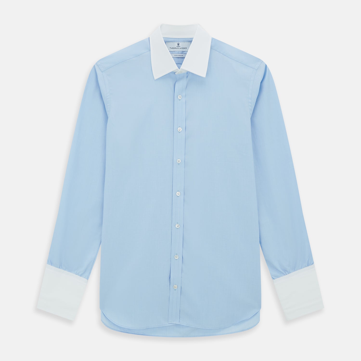 View 1 of product Light Blue End-on-End Shirt with Contrast T&A Collar and Double Cuffs