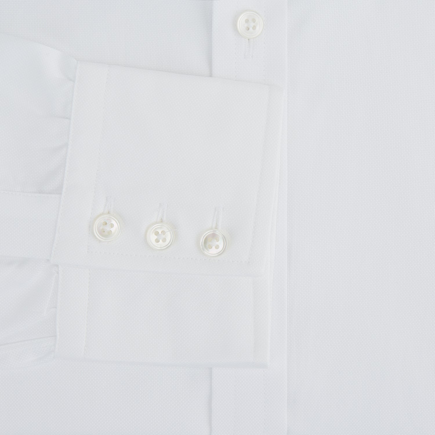 View 4 of product White Royal Oxford Cotton Shirt with Button-Down Collar and 3-Button Cuffs