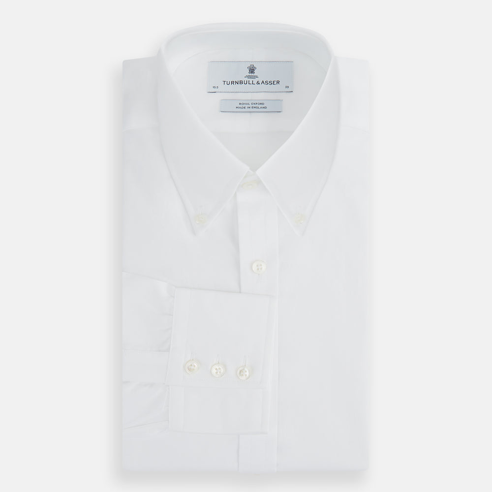 white dress shirt blue buttons Eton White Slim Fit Signature Twill Shirt