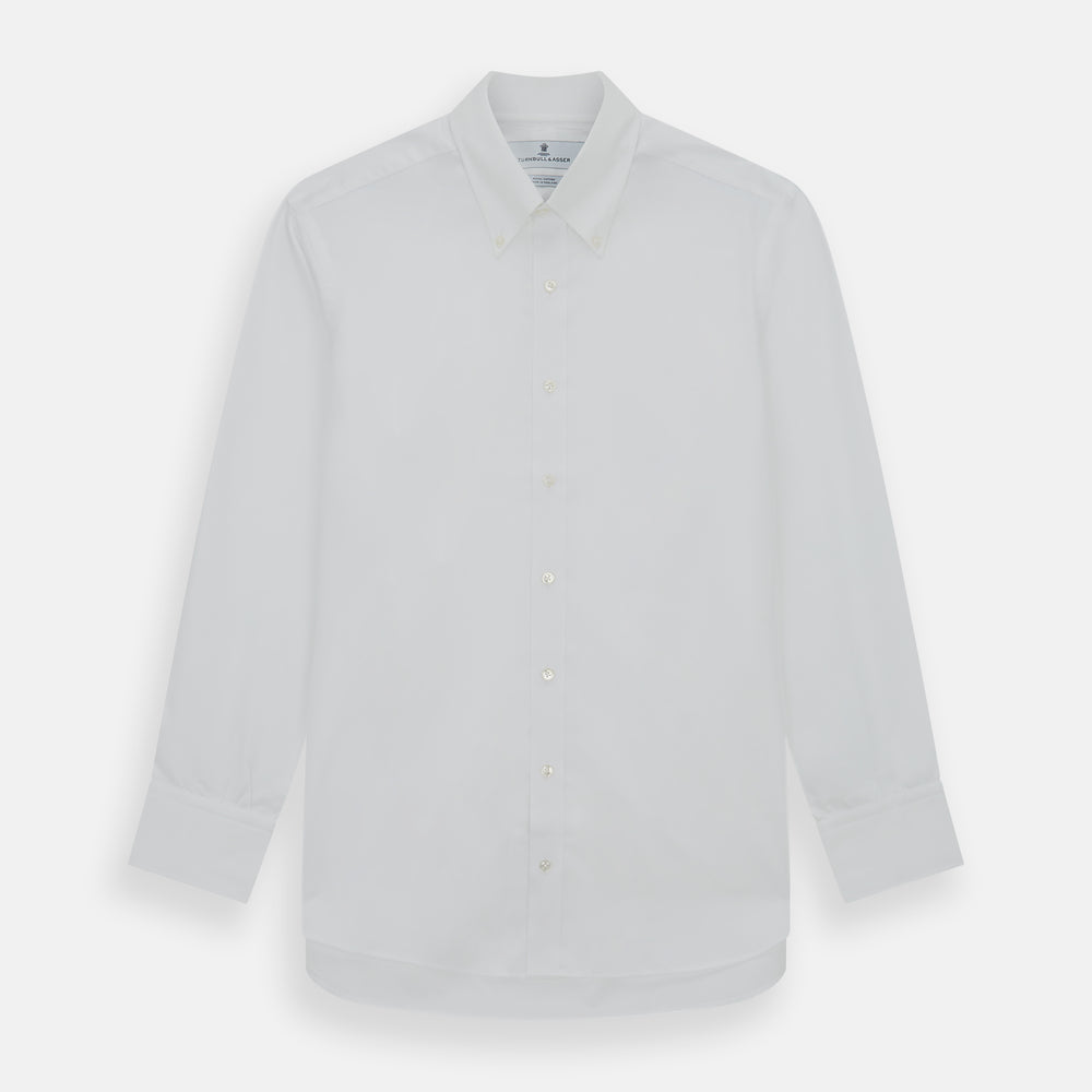 Turnbull & Asser White Royal Oxford Cotton Shirt With Button-Down Collar And 3-Button Cuffs Turnbull & Asser White Royal Oxford Cotton Shirt With Button-Down Collar And 3-Button Cuffs