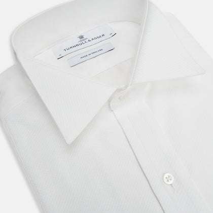 White Cotton Dress Shirt with Wing Collar and Double Cuffs