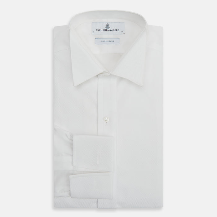 White Cotton Dress Shirt with Wing Collar and Double Cuffs Image 3