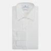 White Cotton Dress Shirt with Wing Collar and Double Cuffs