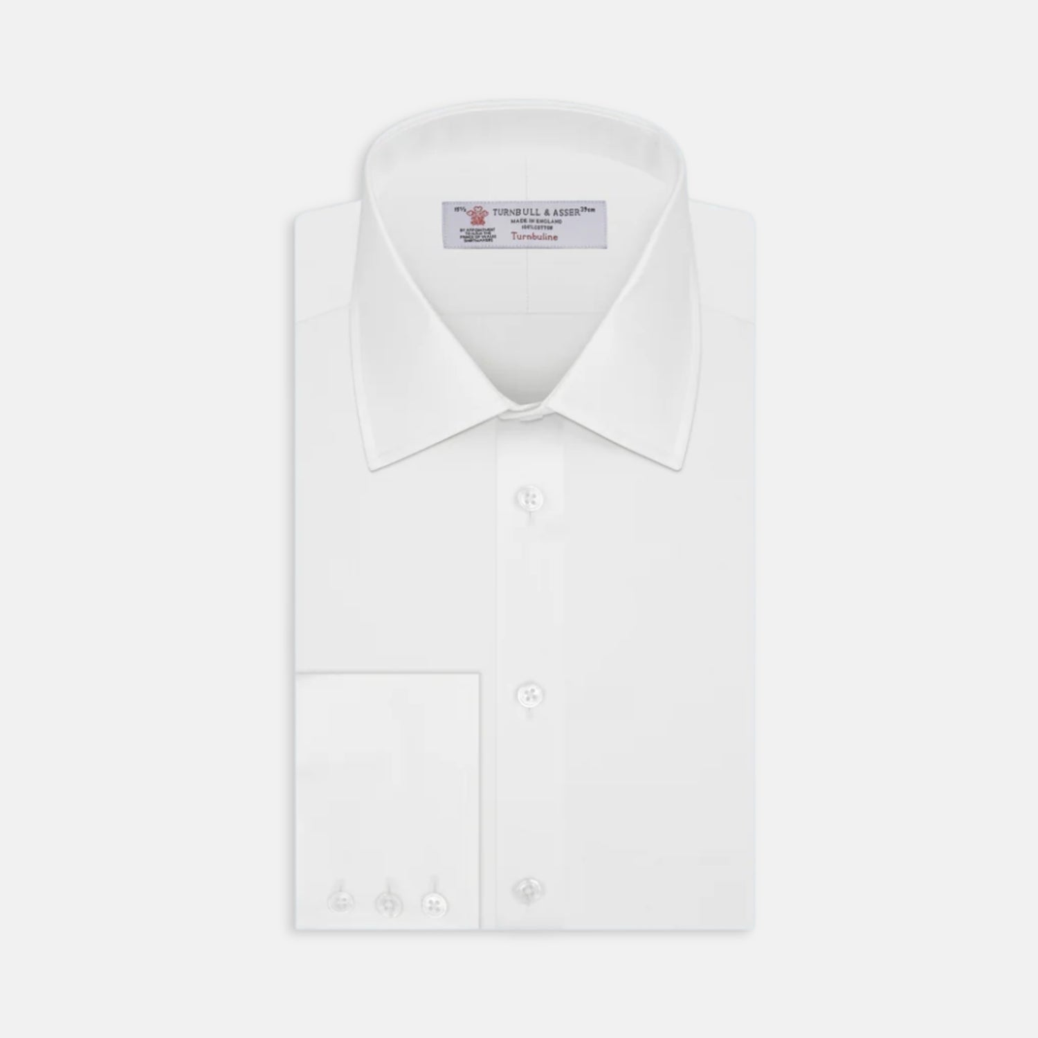 View 1 of product White Herringbone Superfine Cotton Shirt with T&A Collar and 3-Button Cuffs