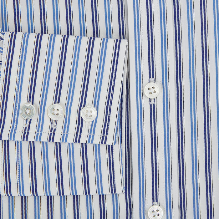 Blue and Navy Multi Stripe Mayfair Shirt Image 3