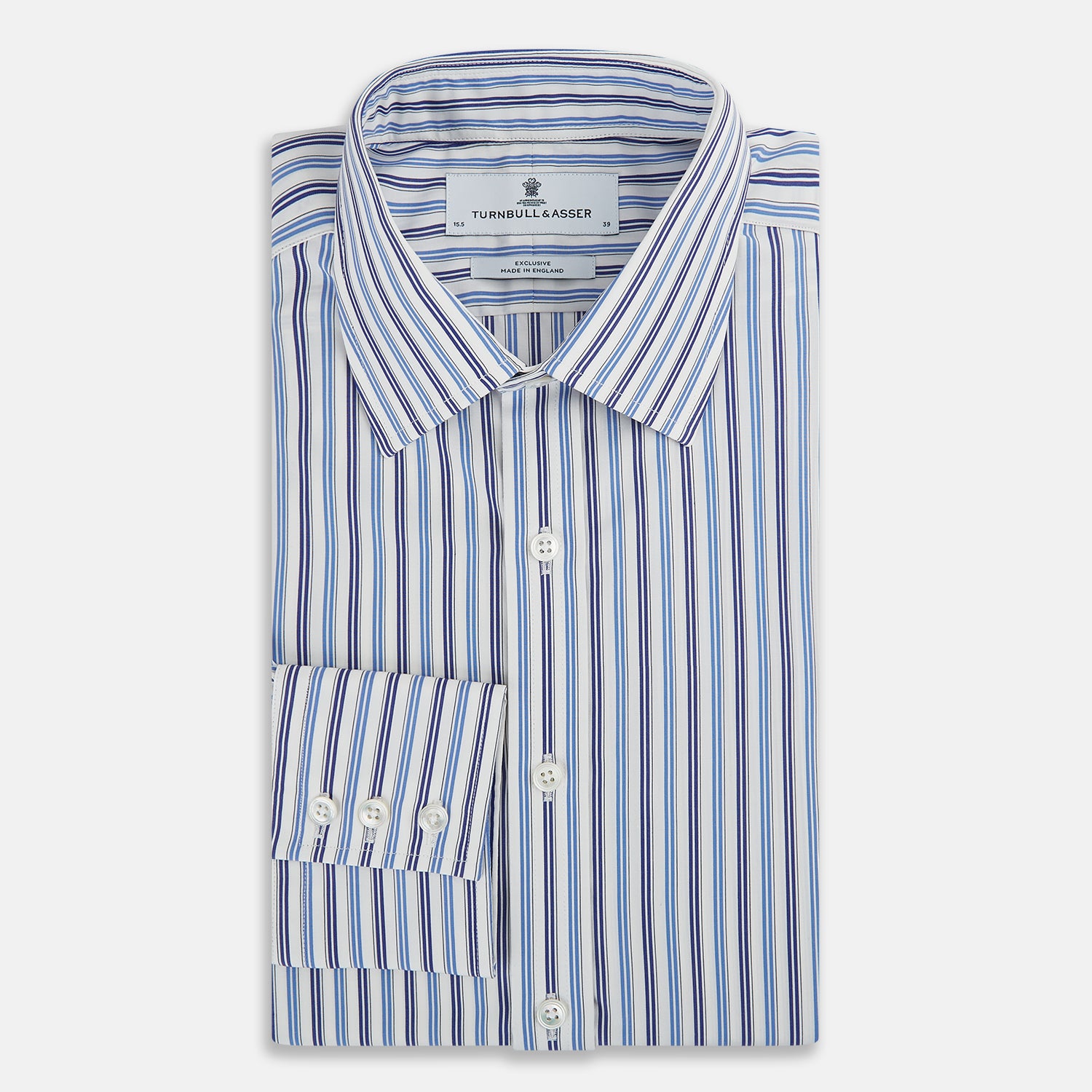 View 5 of product Blue and Navy Multi Stripe Mayfair Shirt 19