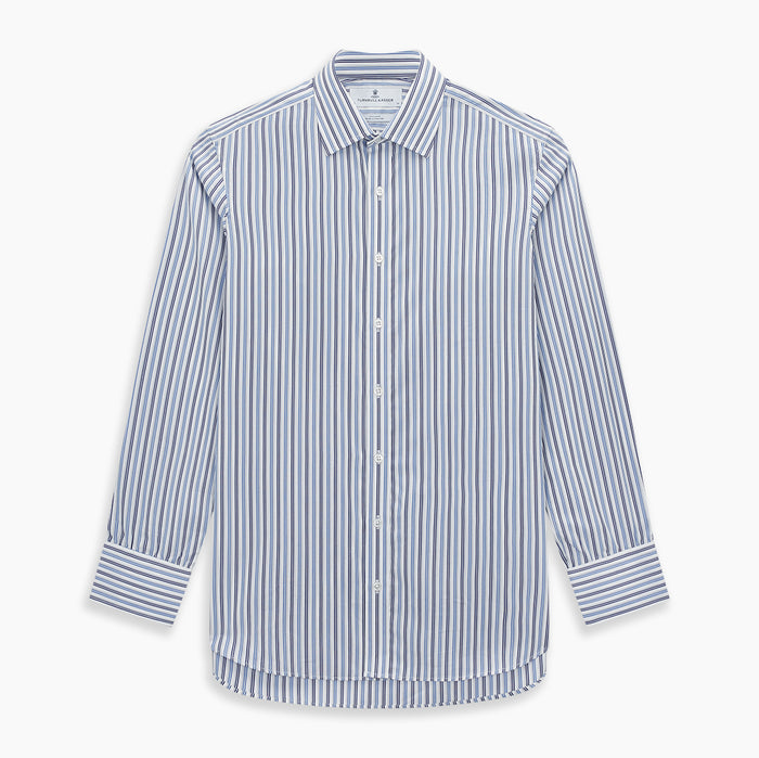 Blue and Navy Multi Stripe Mayfair Shirt Image 6